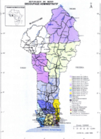 Carte N° 1 : Situation géographique et administrative du Bénin