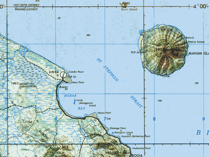 Fig. 1: geografische kaart met de ligging van het eiland Laing.