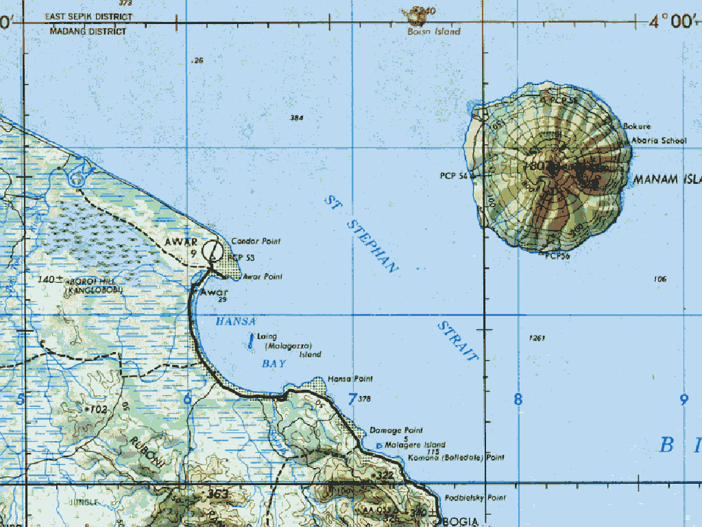 Fig. 1: geografische kaart met de ligging van het eiland Laing.