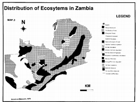 Distribution of Ecosytems in Zambia